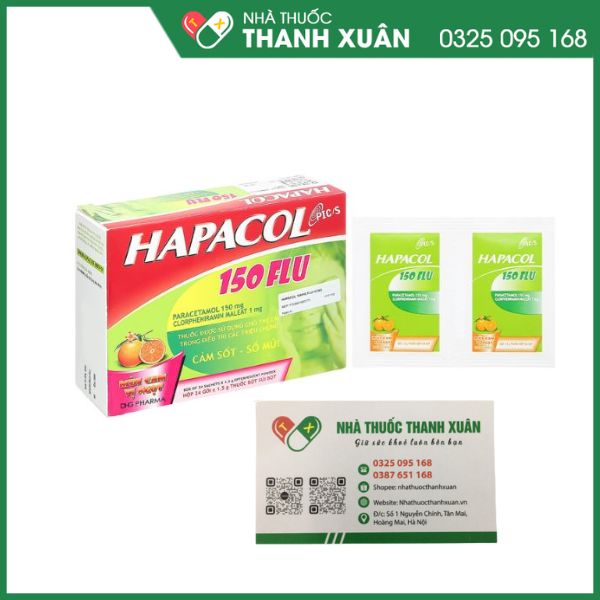 Thuốc cốm sủi bọt Hapacol 150 Flu trị triệu chứng cảm sốt, sổ mũi (24 gói x 1.5g)